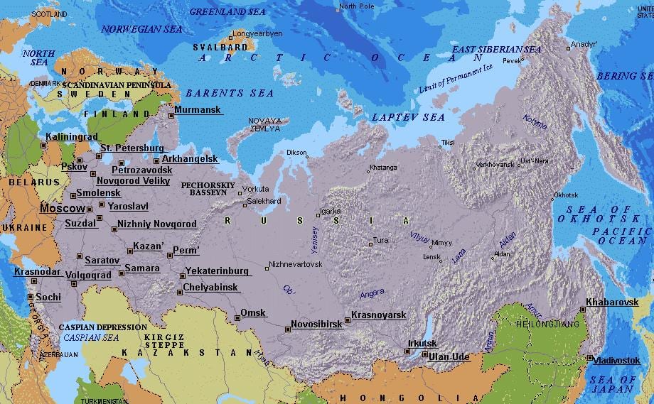 harta e Moskës në Rusi