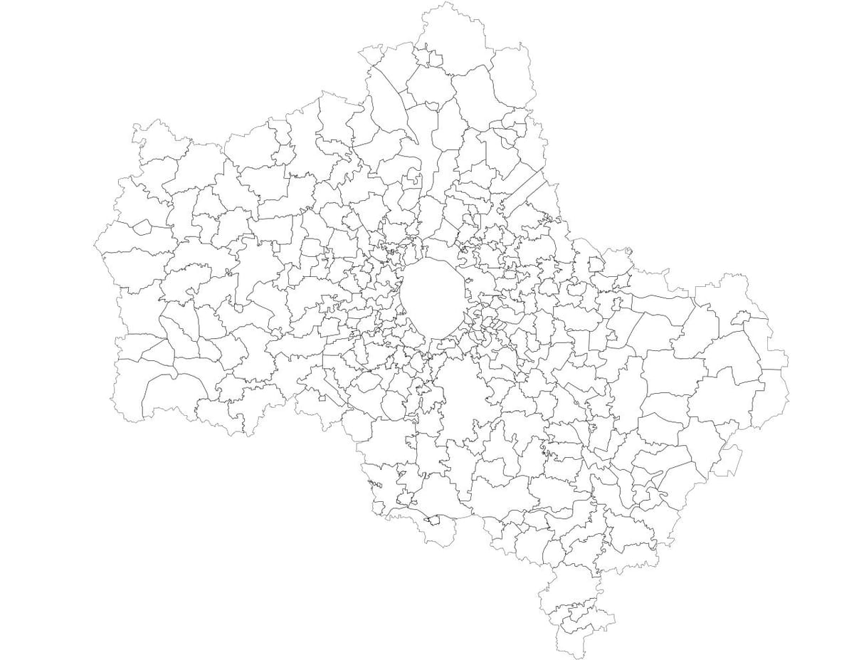 Moskva komunat map