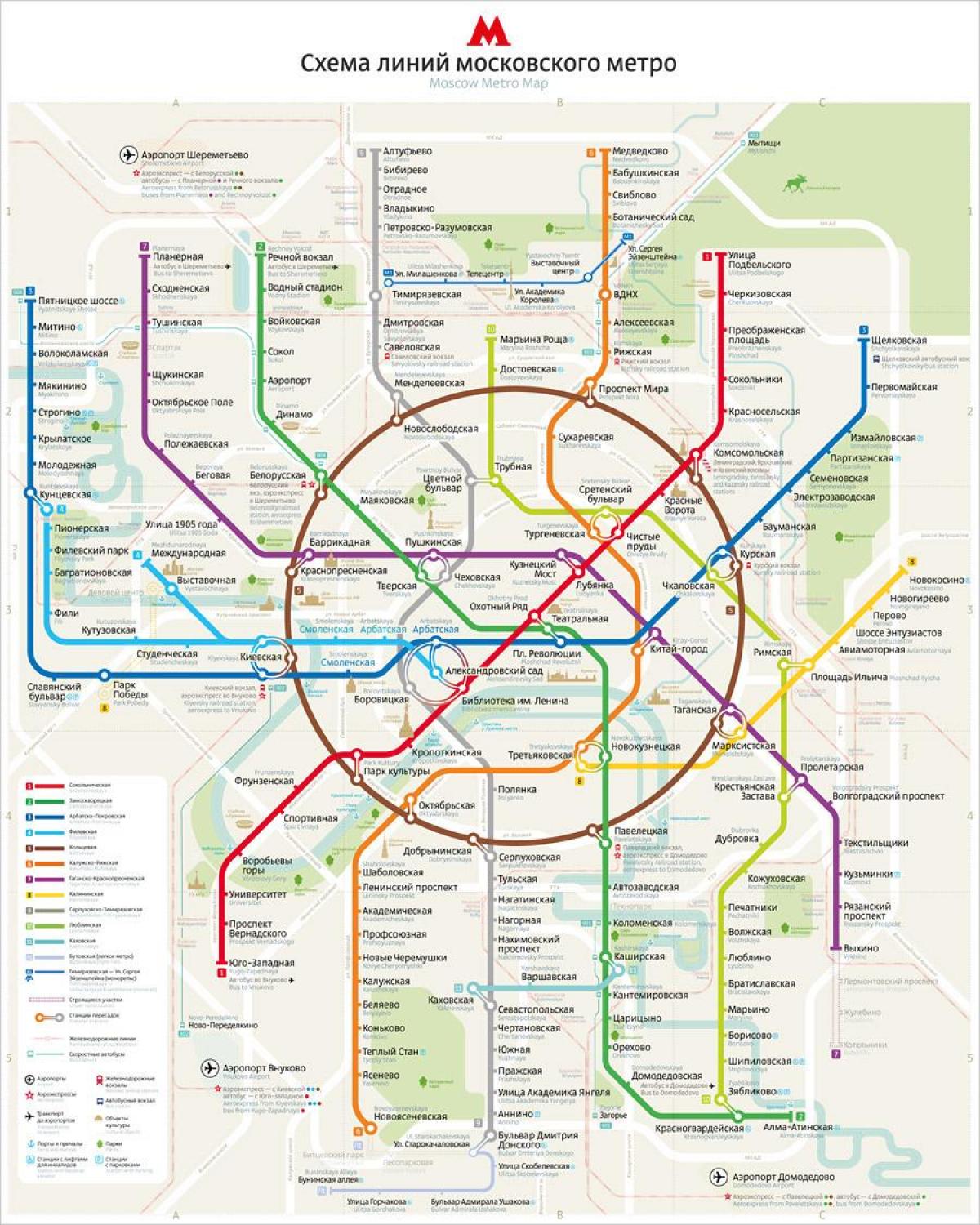 harta e Moskës metro anglisht dhe rusisht