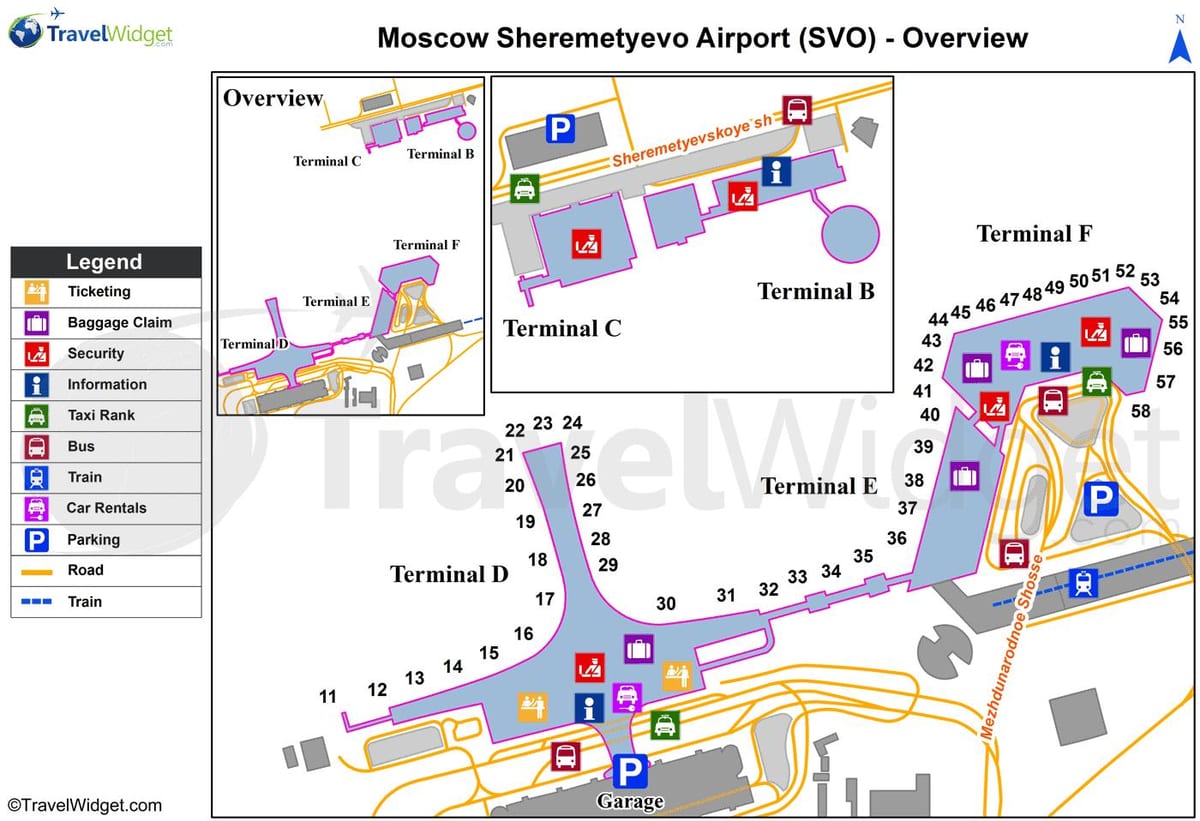 Sheremetyevo harta e terminaleve