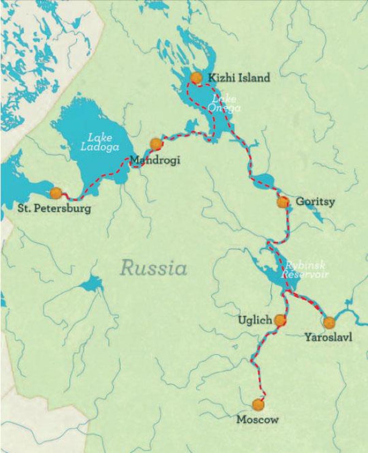 harta e St Petersburg për të Moskës cruise