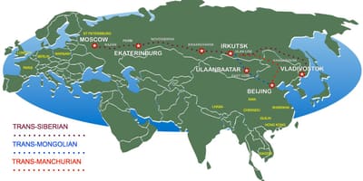 Pekin për të Moskës tren rrugë hartë